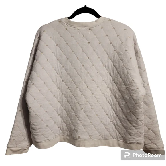 Madewell Swing Sweatshirt Womens XLarge Beige Quilted Boxy Cropped Cozy Lounge - Picture 8 of 12